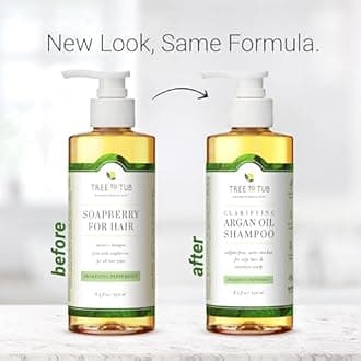 Tree to Tub Peppermint Shampoo for Oily Hair & Sensitive Scalp - Gentle Clarifying Shampoo for Build Up, Sulfate Free Anti Residue Hair Shampoo for Women & Men w/Organic Argan Oil, Natural Aloe Vera