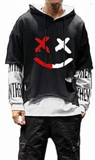 DUDHUH Mens Hoodie Fashion Pullover Letter Print Tracksuit Techwear Casual Coat Hip-Hop Sweatshirt