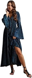 KE KANHA EXPORTS Dress for Woman - Short Dress & Long Dress Latest Stylish Unique Border Design and Tassel Stretchable with Adjustable Drawstring fit and Flare Dress Beach wear