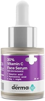 The Derma Co 20% Vitamin C Face Serum | For Glowing Skin | Brightens & Evens Skin | Fights Pigmentation | Suitable for Oily Skin | 20 ml