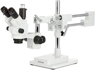 SM-4NTP 7X-45X Simul-Focal Stereo Lockable Zoom Microscope on Dual Arm Boom Stand