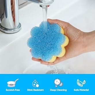 Scrub Sponge, Dual-Sided Temperature-Responsive Sponge and Scrubber - Non-Scratch - Multipurpose Dish Sponges for Kitchens, Bathrooms, and Outdoor Use - 3 Pack