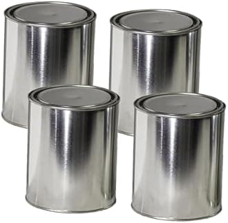 Generic Empty Metal Quart Cans (4), Silver