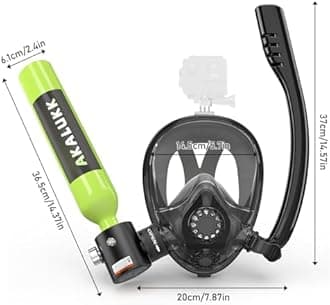 Mini Scuba Tank, 5-10 Minutes Usage Time Scuba Tank Kit, DOT/CE-EN250 Certification Dive Tank, 0.5L Portable Scuba Tank, 3000 Psi Max Pressure, Aluminum Diving Tanks