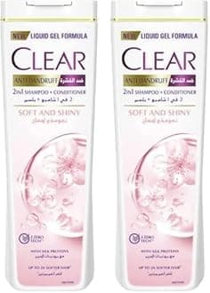 CLEAR 2in1 Shampoo & conditioner for women, anti dandruff shampoo, Soft & Shiny, for 3x** softer & shinier hair, 400ml (Pack of 2)