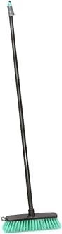 JVL 20-053TQ Lightweight Outdoor Hard Bristle Sweeping Brush Broom, Turquoise/Grey, Teal
