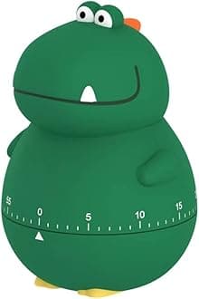 Cute Dinosaur 100% Mechanical Egg Kitchen Timer for Kids Cooking/Reading/Classroom/Do Sports(Dinosaur, Green)