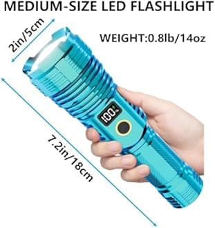 Flashlights High Lumens Rechargeable, LED Super Bright Flash Light Long Beam, Zoomable Linternas with LCD Digital Display, 5 Mode, Waterproof, Powerful Tactical Flashlight for Emergencies Camping Gift