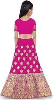ROYAL LASS Girl's Satin KD Designer Heavy Work Semi-stitched Lehenga Choli Indian Etheric Wear, 2-16 Years