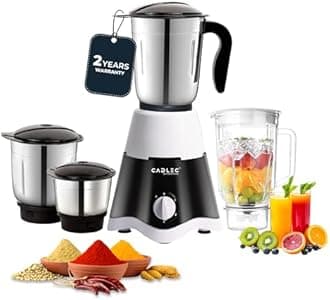 Cadlec JarGenie Juicer Mixer Grinder | 4 Versatile Jars for Juicing, Grinding & Mixing | Shockproof ABS Body | Heavy-Duty Motor | 18-Month Warranty