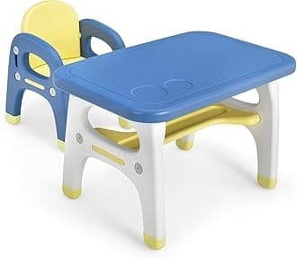 Nightcore Baby Table & Chair Set with Storage Rack, Dinosaur Shaped Children's Desk Set, Building Block Table, Suitable for Boys & Girls