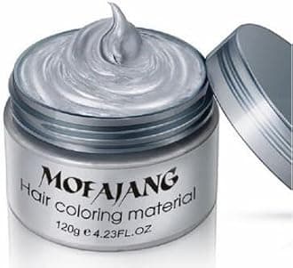 Grey Hair DyeTemporary Hair Wax,4.23oz Instant Hairstyle Mud Cream, Natural Hair Coloring Wax Material Disposable Hair Styling Clays Ash for Cosplay,Party,Masquerade, Halloween.etc (Sliver)