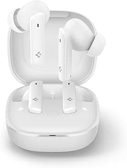 Spigen Audio True Wireless SA-TW P20 Wireless In-Ear Earbuds with 30 Hours Playtime, up to 40dB 3 Multi-Mode ANC Pro, EQ Customization, 6 Microphones, Gaming Mode, LCP Graphene Drivers, IPX5 – White