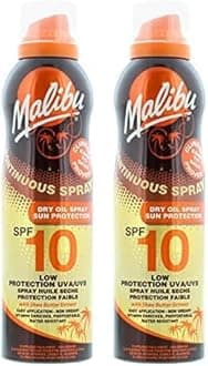 Malibu Sun SPF 10 Continuous Dry Oil Spray for Tanning with Shea Butter Extra...