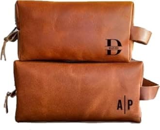 - Luxe-Range Personalized Full-Grain Leather Toiletry Bag, Groomsmen Gift, Christmas Presents, Travel Kit For Men