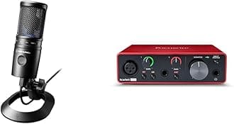AT2020USB-X Cardioid Condenser USB Microphone, Black & Focusrite Scarlett Solo 3rd Gen USB Audio Interface, Studio Quality Recording