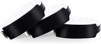 Black Plastic Wristbands 100 Pack - Colored Vinyl Bracelets for Events, Concerts, Parties - Waterproof Custom Arm Bands