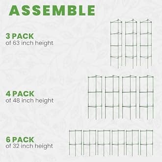 Tomato Cage Premium - Large Trellis Stakes and Plant Support Structures for Vegetables and Climbing Plants - Tall Tomato Cages for Garden, Pots, Raised Garden Bed Outdoor (3 Pack - Up to 63")