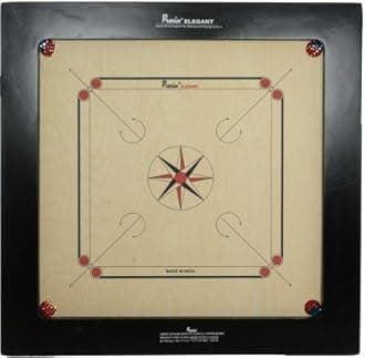 Precise Carrom Board Game Board Champion Bulldog Jumbo English Ply Wood Board with Coin, Striker & Powder, Approved by AICF & ICF, Official Board for International Carrom World Cup (32 mm, Jumbo)