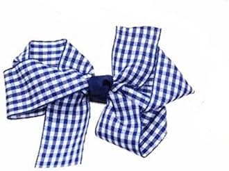 Gingham Hair Accessories for School Alice Band Slim Headband Scrunchy Clips (Navy Blue Gingham Hair Bow Clip Hair Grip Concord White Check School Uniform)