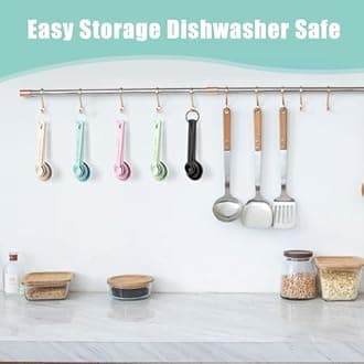 Stainless Steel Measuring Spoons Set of 5, Metal Measuring Cups for Liquid/Food/Kitchen/Baking (Black)