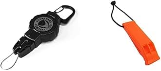 Boomerang Scuba Retractable Gear Holder with Carabiner and Scuba Choice Diving Safety Whistle 2 Piece Bundle