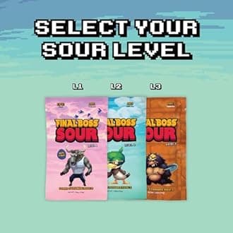 Final Boss Holiday Sour Candy, Sour Strawberries, 10 Pack, Level 2, Fruit Chews with Real Dried Fruit, No Artificial Colors or Flavors, Low Calorie Snack for Kids, Teens, Adults, Lunch Boxes