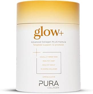 Pura Collagen Powdered Supplement Glow+, Hydrolysed Peptides, Hyaluronic Acid, Vitamins & Minerals, 28 Servings, 284 g