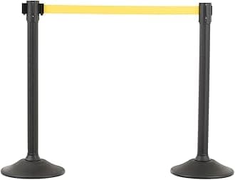 US Weight Sentry Stanchion with Retractable Belt, Easy Connect Assembly, Black, 6.5' Yellow Belt (2 Pack)