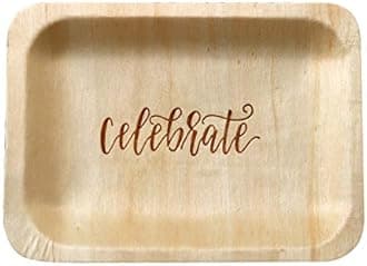 Celebrate Disposable Party Plates – Rustic, Compostable Alternative to Plastic Plates for Birthday Parties, Catering and Special Events (Salad/Dessert, 50-Pack)