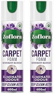 Zoflora Midnight Blooms Carpet Freshener & Care Foam, 1 x 600ml, Carpet Cleaner, Stain Remover Foam for Carpets and Upholstery, Neutralises Odours, Deep Cleans, Pet Safe (Pack of 2)