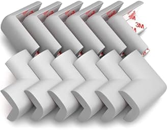 12-Pack Corner Protectors Baby Proof, Furniture Corner and Edge Safety Bumpers, Soft Rubber Foam Cushion Covers, 3M Taped Corner Guards, Baby Child Proofing Pads, Table Corner Protectors, Gray