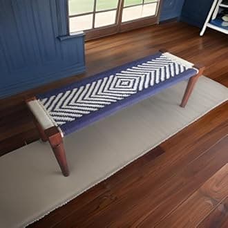 Furniture House by Pooja Solid Sheesham Wood Handmade Charpai with Rope Seating Bench for Home | 140L x 48W x 48H CM