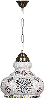 earthenmetal Surahi Shaped Large Glass Mosaic Hanging Lamp for Living and Home Decoration Turkish Lamp Multicolour
