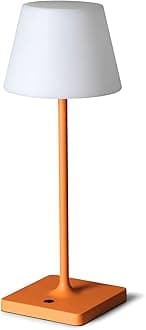 Outdoor Battery Operated Table Lamp Waterproof, 4000mAh Cordless Table Lamp Rechargeable, Touch Dimmable Desk Lamp, LED Night Light for Patio Camping Restaurant Home, H15in, Orange