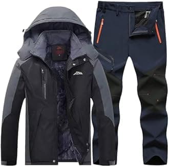 Buddhi Men 2023 Ski Jacket and Pant Set Fall Winter Warm Waterproof Windproof Hooded Snow Coat 2 Pieces Snowboarding Snowsuit