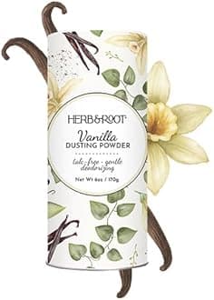 Herb & Root Talc Free Body Dusting Powders. Rose, Vanila, Sandalwood, Lavender, Jasmine, and Gift Sets (Full Size, Vanilla)