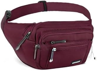 CXWMZY Fanny Packs For Women & Men Waist Pack Hip Bum Bag with Multi-Pockets Large Capacity Waterproof Casual Bum Bag for Disney Traveling Casual Cycling Running Hiking (Wine Red)