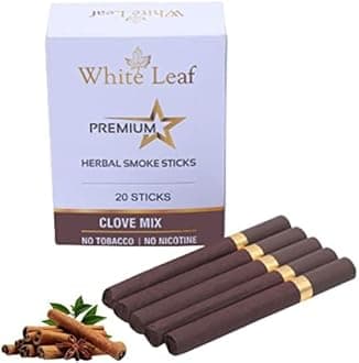 White Leaf Tobacco & Nicotine-Free Premium Herbal Cigarette Clove Flavour for, Pack of 1(20 Sticks)