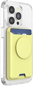Phone Wallet with Expanding Grip and Adapter Ring for MagSafe, Phone Card Holder, Wireless Charging Compatible, Wallet Compatible with MagSafe, Cute PopSockets - Butter Yellow
