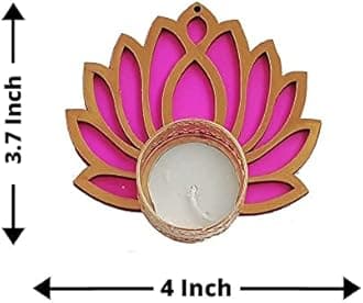 GIFT JAIPUR Handmade 7 Pc Pink Lotus Chudi Diya Rangoli Candles with Wax for Diwali Ganesh Chaturthi Laxmi Pooja Home Temple Rangoli Diya Floor Decoration