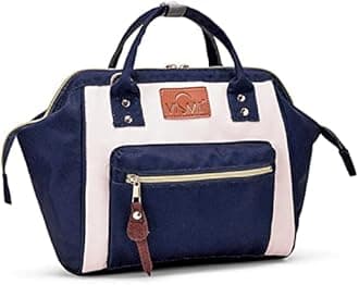 VISMIINTREND Itsy Bitsy Mini Diaper Stylish and Travel Friendly Baby Backpack- Blue Ivory, Small