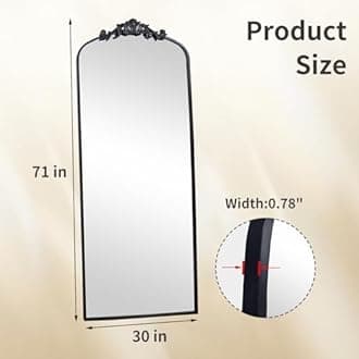 AIXI HOME Antique Black Arch Full Wall Mirror, 71"x30" Elegant Rectangle Vintage Mirror with Ornate Frame, Baroque Inspired Home Decor for Bathroom Vanity Bedroom Entryway