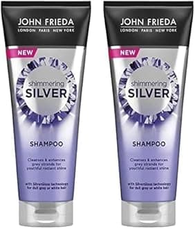 John Frieda Shimmering Shampoo for Dull Grey or White Hair, Silver, 250 ml (Pack of 2)