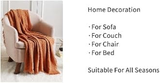 CREVENT Soft Lightweight Boho Crochet Decorative Spring Throw Blanket for Couch Sofa Chair Bed Home Decoration (127cmX152cm Mustard/Yellow)