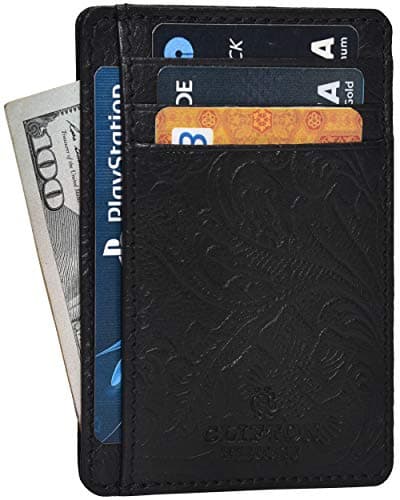 Leather Minimalist Wallets For Men RFID Blocking Slim Front Pocket Card Wallet