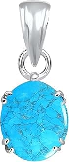 PTM Sterling Silver Turquoise/Firoza 3.25 Ratti to 10.25 Ratti or 3 Carat to 9.5 Carat Natural Certified Astrological Gemstone 925 bis Hallmark pendant for Men & Women -vslp1