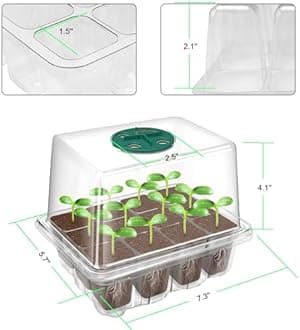 2 Pcs Grow Box,Grow Bowl For Plants,Mini Greenhouse Grow Set With Raised Lid,Seedling Starter With Full Spectrum Plant Lights,10 Labels 2 Tools,Transparent