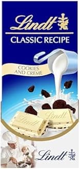 Lindt CLASSIC RECIPE Cookies and Creme White Chocolate Candy Bar, White Chocolate Candy with Chocolate Cookie Pieces, 4.2 oz. (12 Pack)