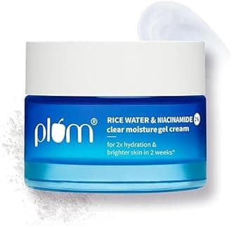 Plum 2% Niacinamide & Rice Water Superlight Gel Cream Moisturizer for Face | Oil-Free Hydration | Brightens, Fades Blemishes | Dermat-Tested | All Skin Types | Women & Men | 100% Vegan | 50 g